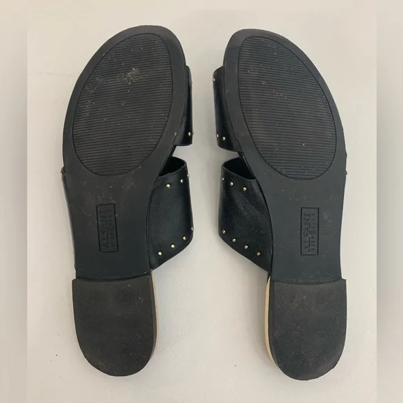 Alfani Black Leather Gold Stud Sandals 9 - Picture 7 of 8